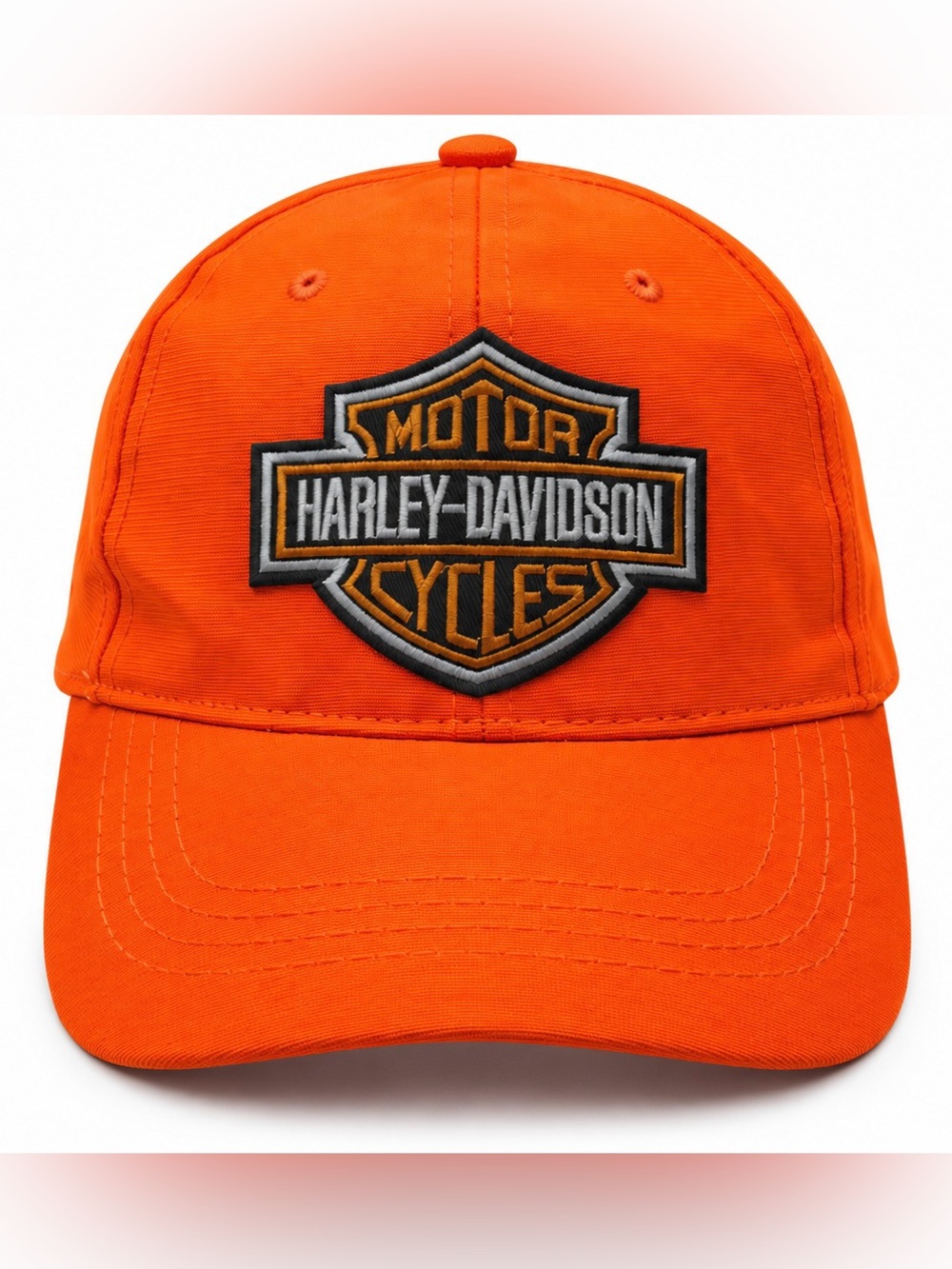 Harley Davidson Patch Hat Bright Orange Ball Cap Paramount Outdoors Adjustable